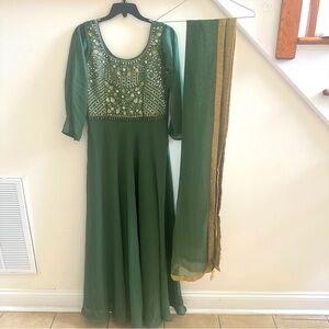 Beautiful Olive Green Indian Gown